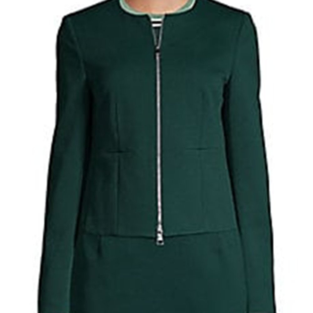 HUGO BOSS NEW Jaxine Structured Jersey Houndstooth Jacket in Pine Size 4
